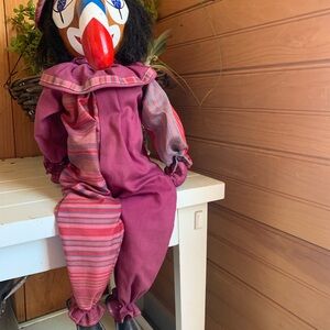 Clown Doll in Burgundy and Red
